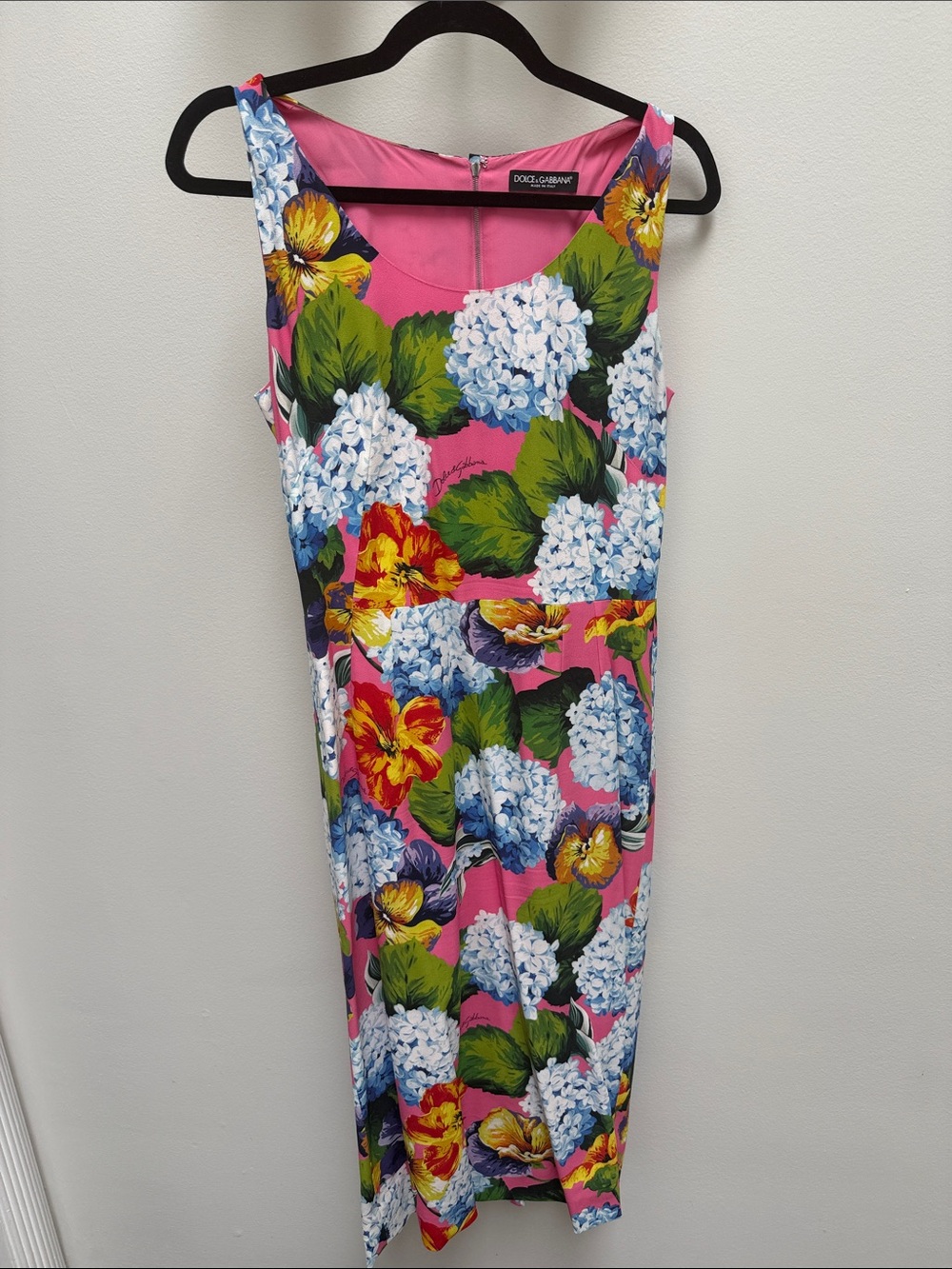 Dolce & Gabbana Hot Pink Floral Midi Dress